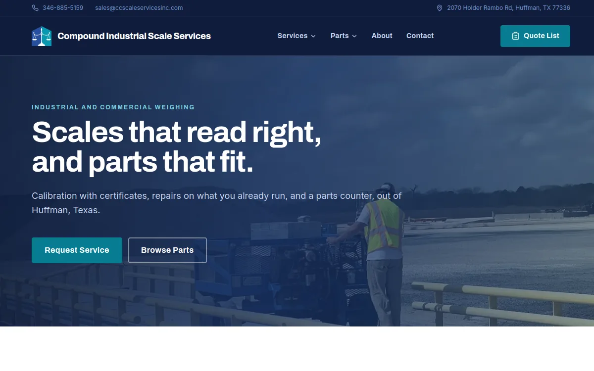 The Compound Industrial Scale Services website on a desktop