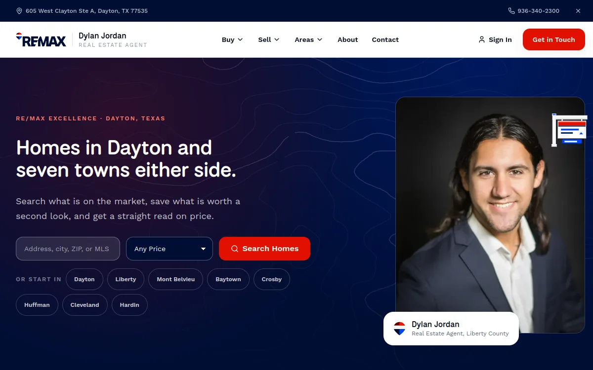 The Dylan Jordan Real Estate website on a desktop
