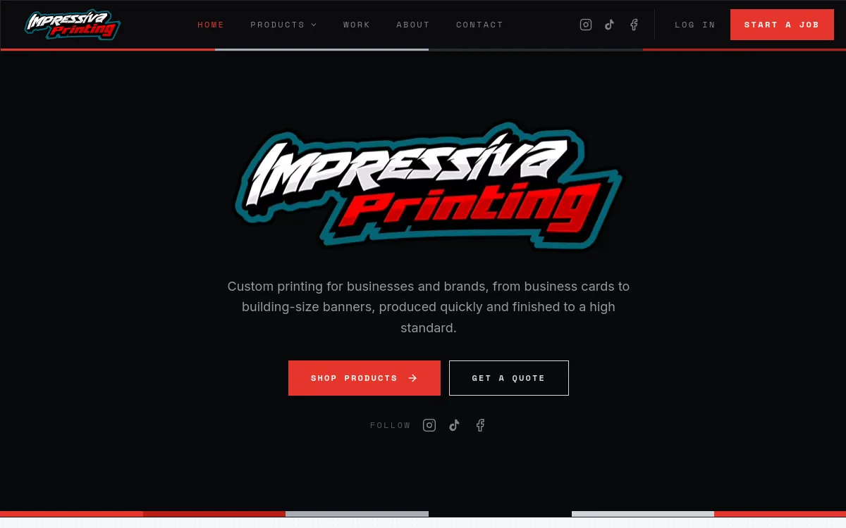 The Impressiva Printing website on a desktop